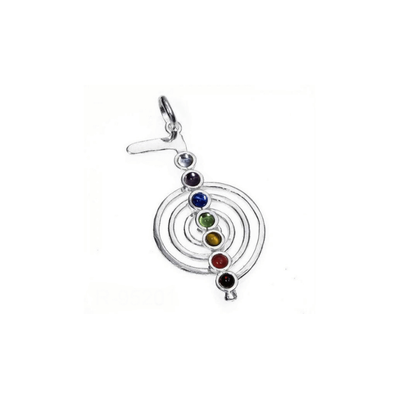 COLGANTE DE PLATA REIKI CON CHAKRAS
